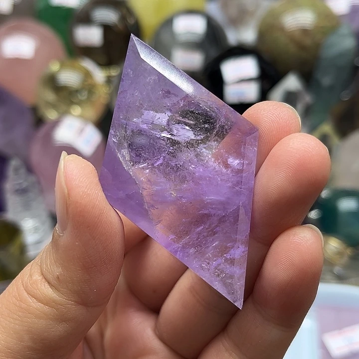 水晶珠宝半成品未镶嵌25克紫水晶菱形