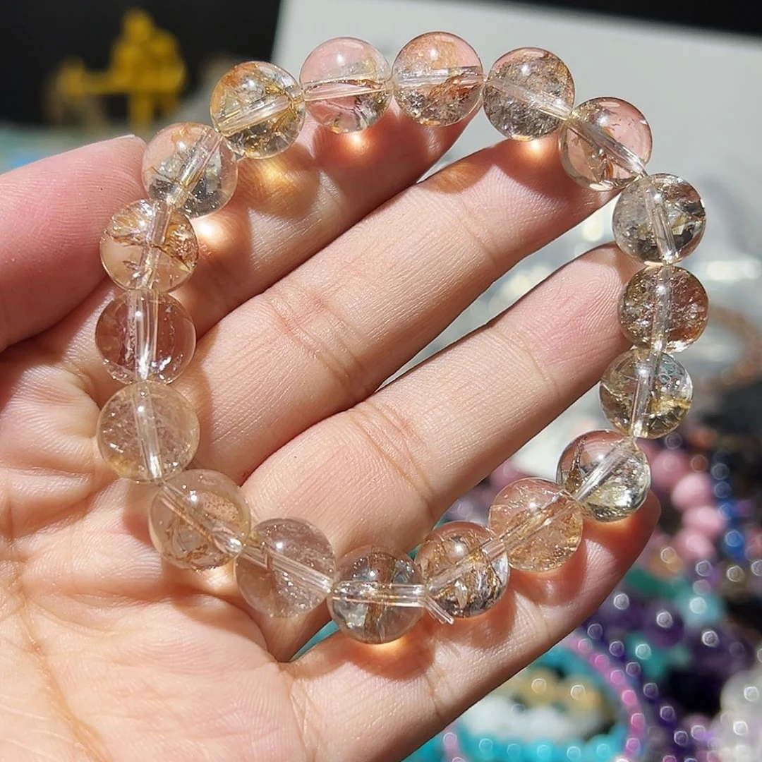 水晶手链未镶嵌金泊锦鲤胶花11毫米110号