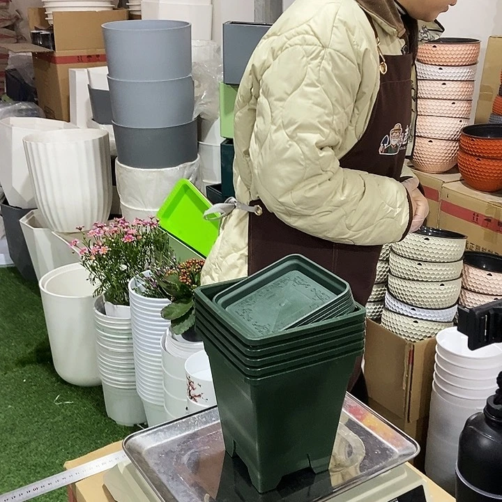 塑料方盆口16高18绿色带拖6套