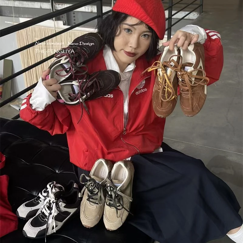 惠小炸街阿甘鞋2025春秋新款真皮复古跑步运动休闲德训鞋时尚百搭