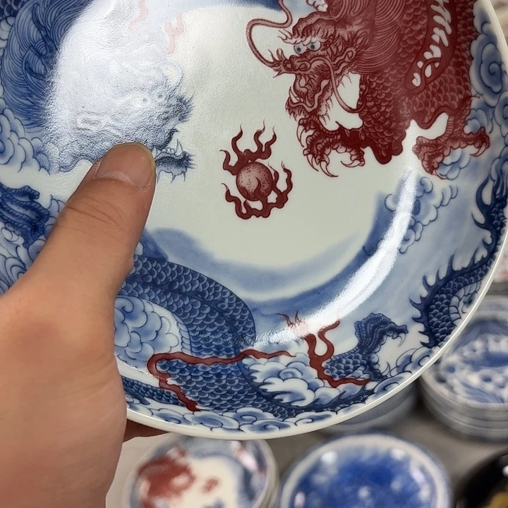 瓷片双龙戏珠大胡乘景德镇