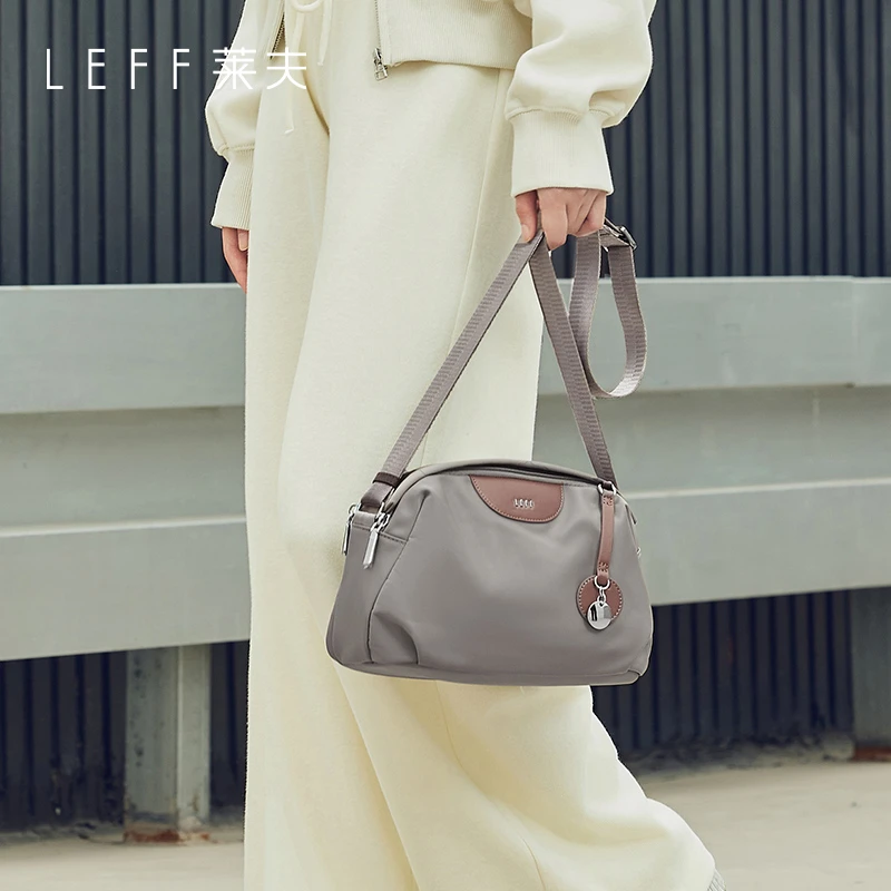 Leff单肩拉链暗袋夹层拉链袋斜挎包流行款时尚轻便小包包防水女款