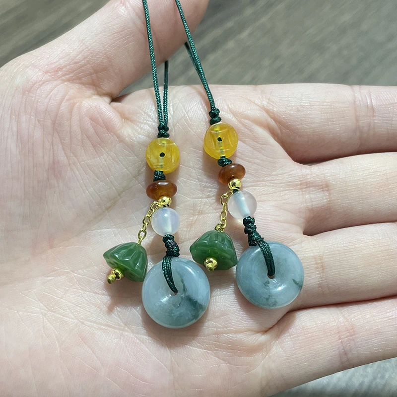 B7天然翡翠A货平安扣手机挂件（多样性发其一）