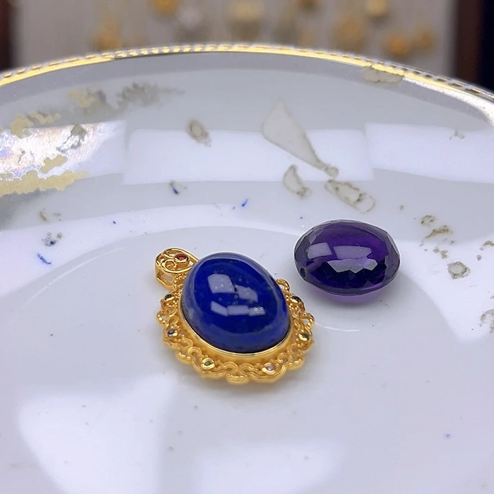 银S925镶嵌颈饰紫晶紫晶925镶嵌124