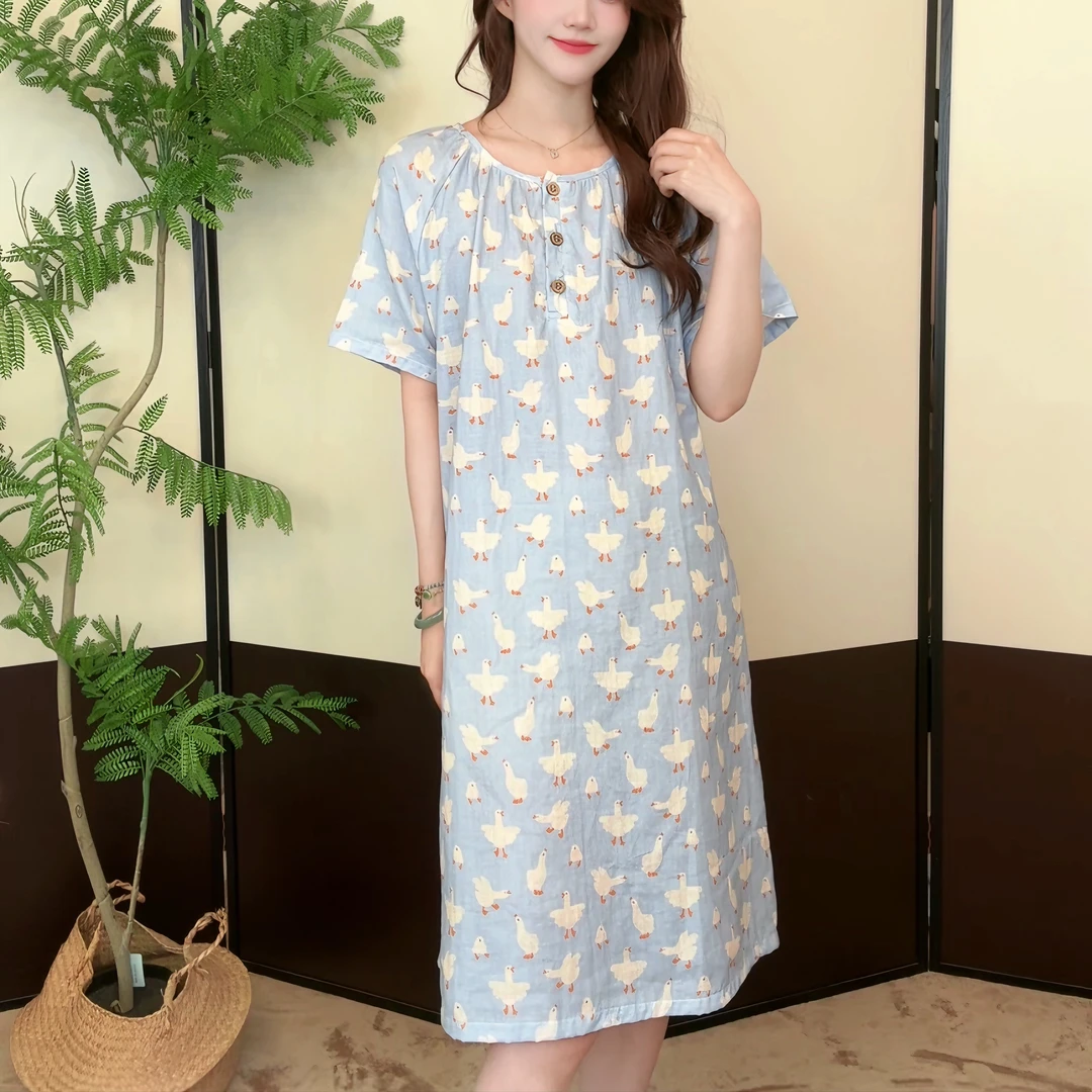 平纹棉纱布【100%母婴A类】凉块透气不透肉夏季棉纱睡裙女连衣裙薄