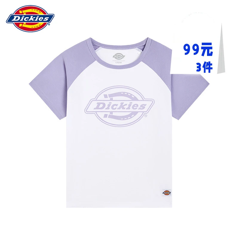 Dickies儿童纯棉夏季圆领短袖小清新logo印花宽松版241K30LSD198