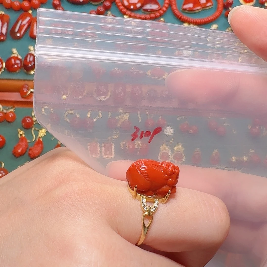 南红玛瑙银S925镶嵌戒指