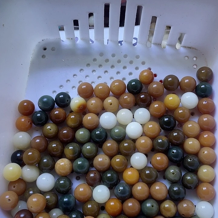 白玉菩提吊坠瑕疵多宝圆14一百零八