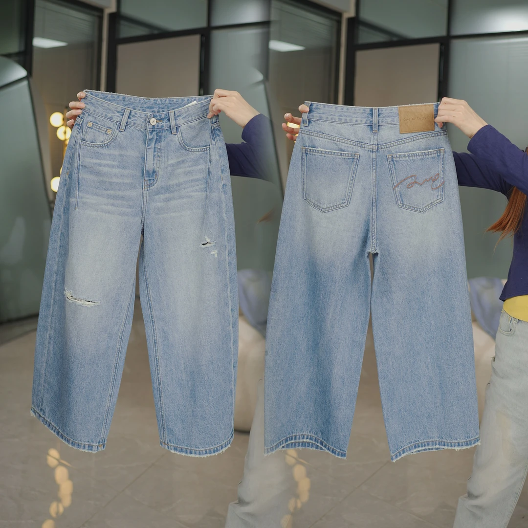 8019-2025年夏季新款小个子七分夏修身显瘦显腿长直筒烟管裤宽松