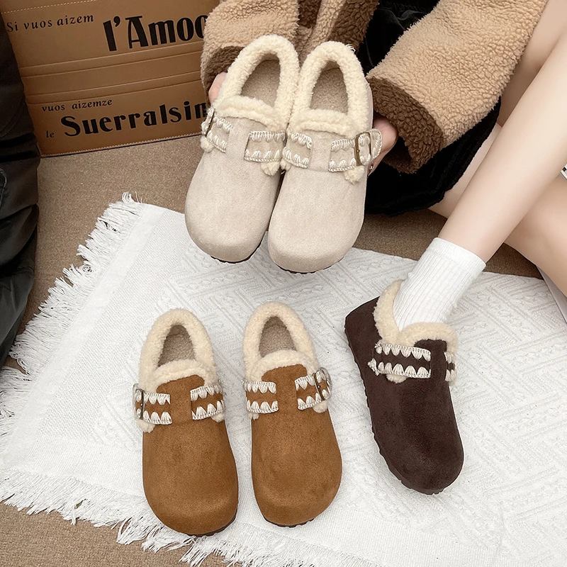 TXMWG【现货+运费险】品牌新款冬平底内增高磨砂加绒博肯鞋女8899