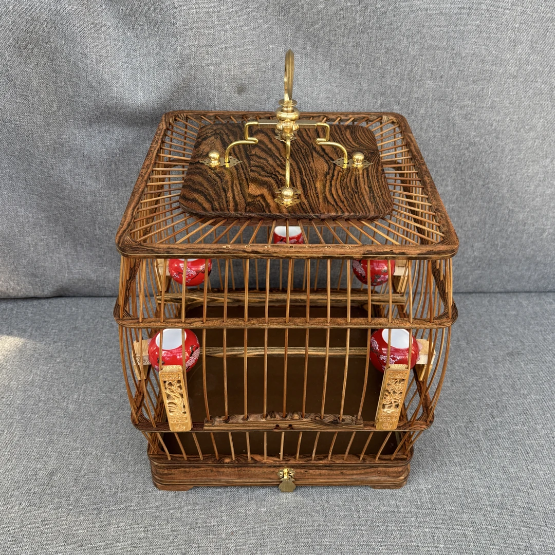 精品红木鸟笼腰鼓笼上下宽23腰身24高26