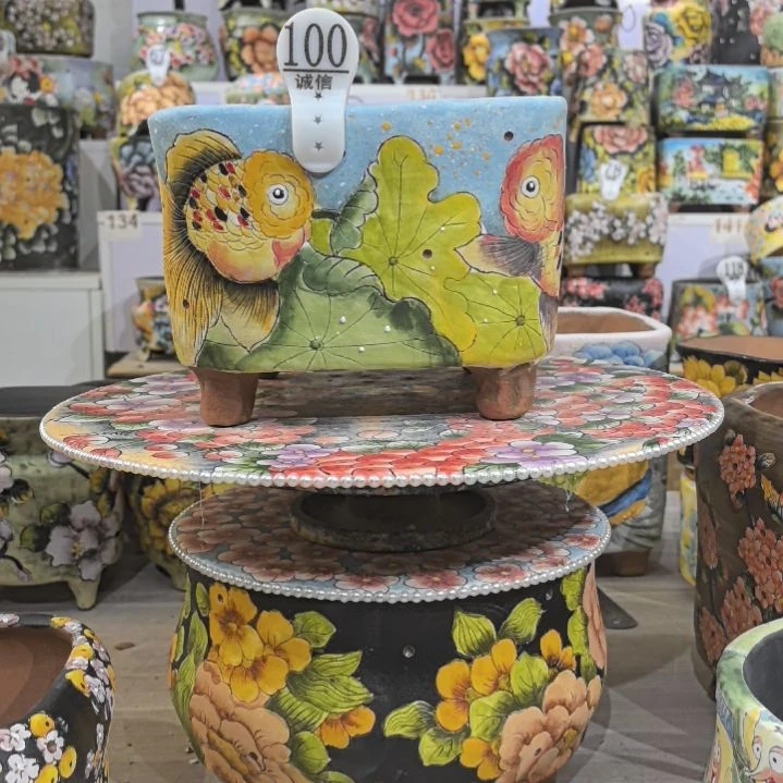 红泥花盆景德镇陶瓷