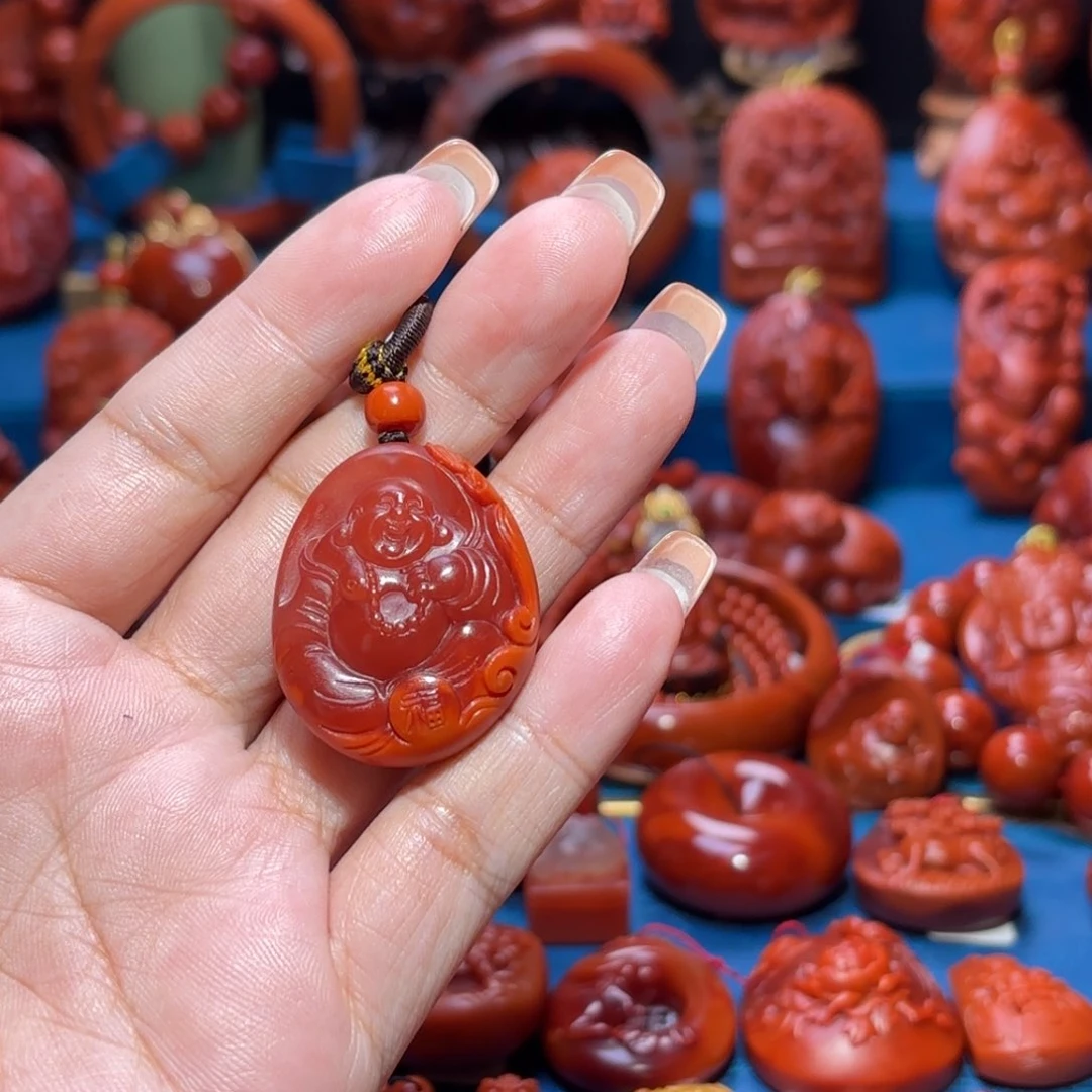 未镶嵌雕刻南红玛瑙风**画