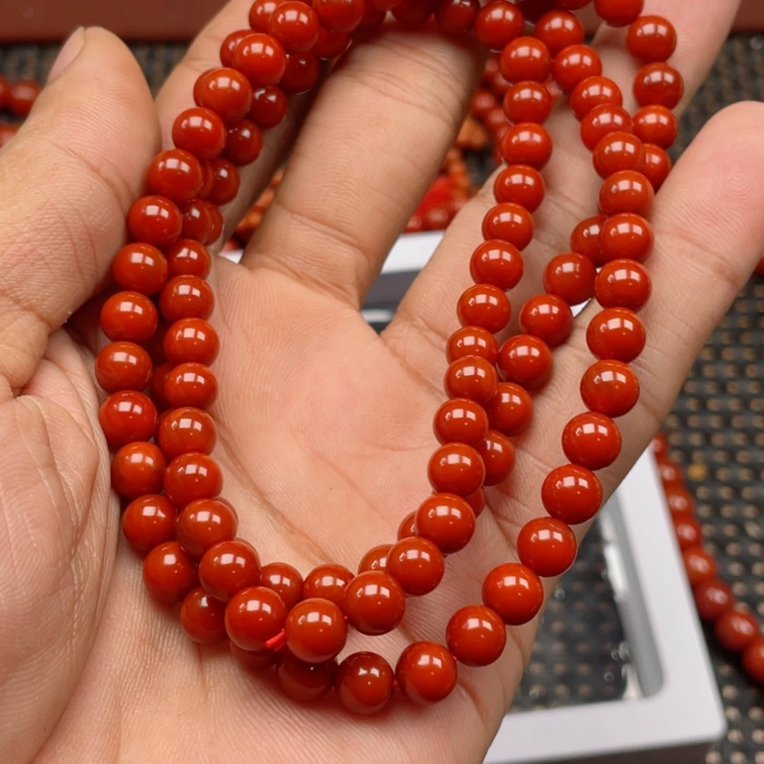 南红玛瑙未镶嵌卡6圆珠108颗