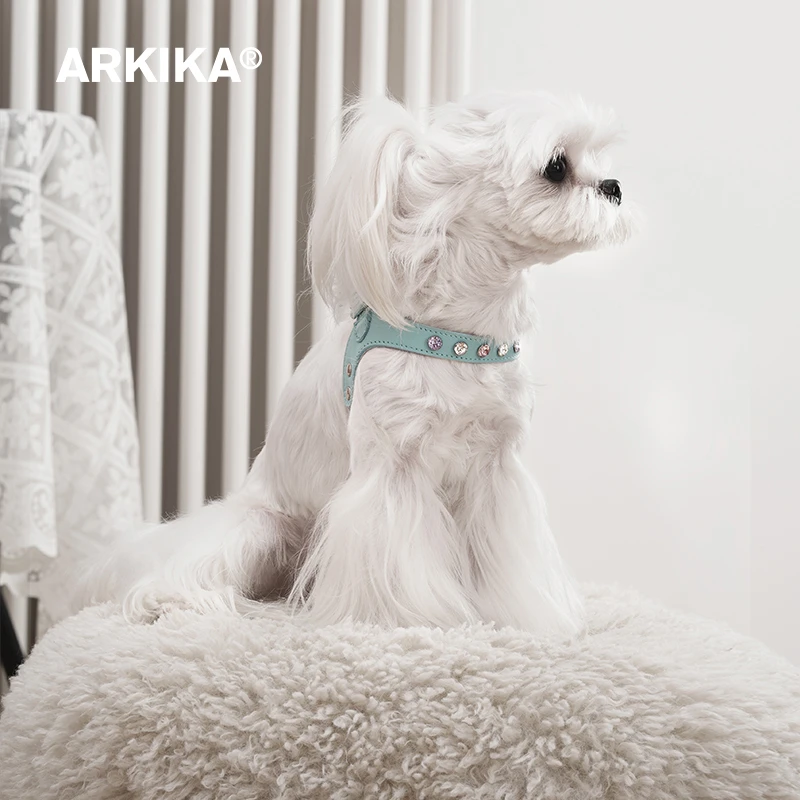 ARKIKA宠物真皮狗狗胸背牵引绳子小体型犬约克夏比熊泰迪遛狗绳