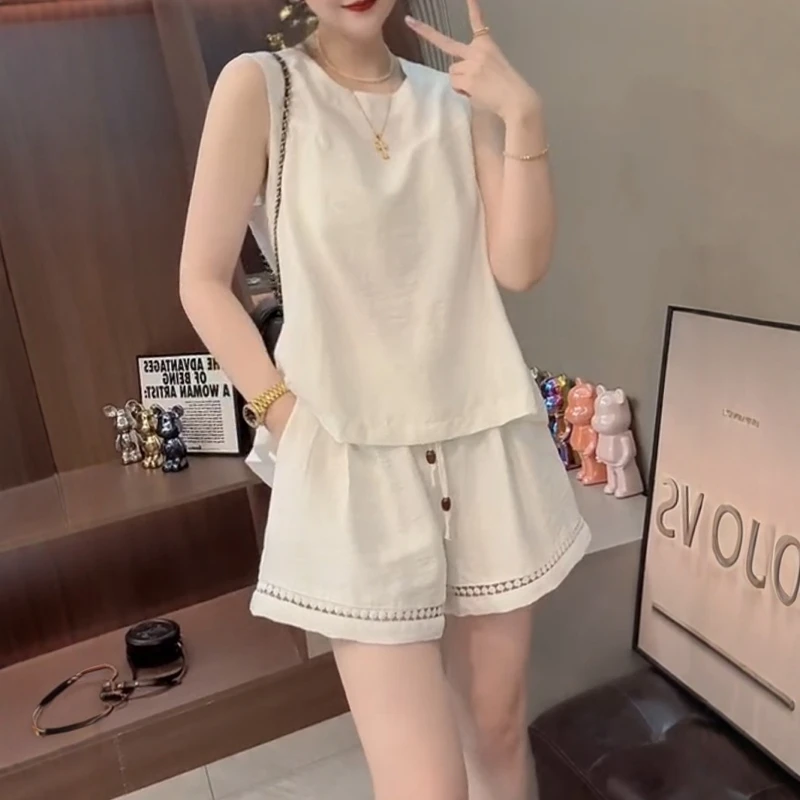 新款镂空宽松短裤女外穿夏季薄款大码百搭高腰a字显瘦阔腿休闲裤