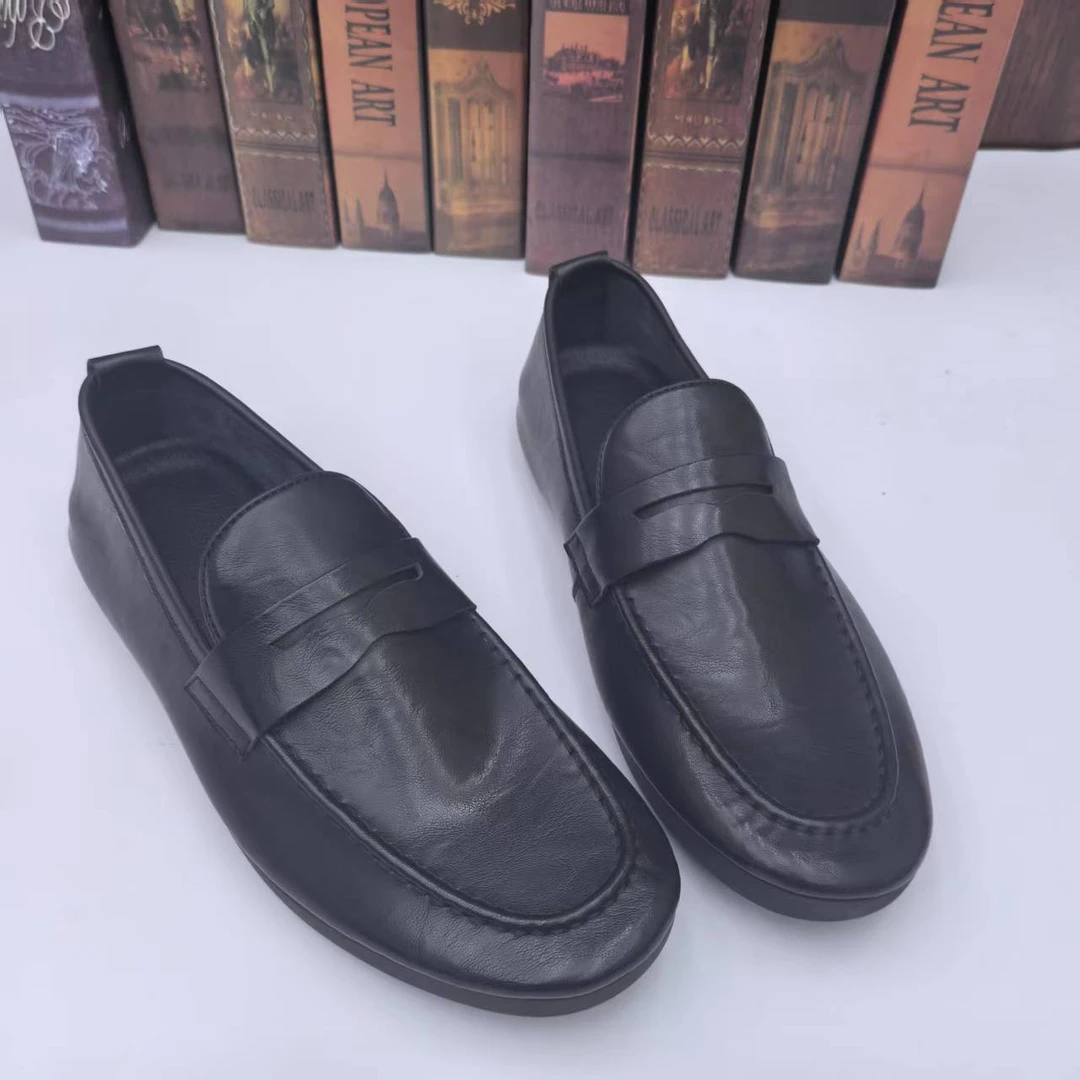 男鞋2025夏季休闲驾车豆豆鞋一脚蹬软底透气乐福鞋青年真皮懒人鞋