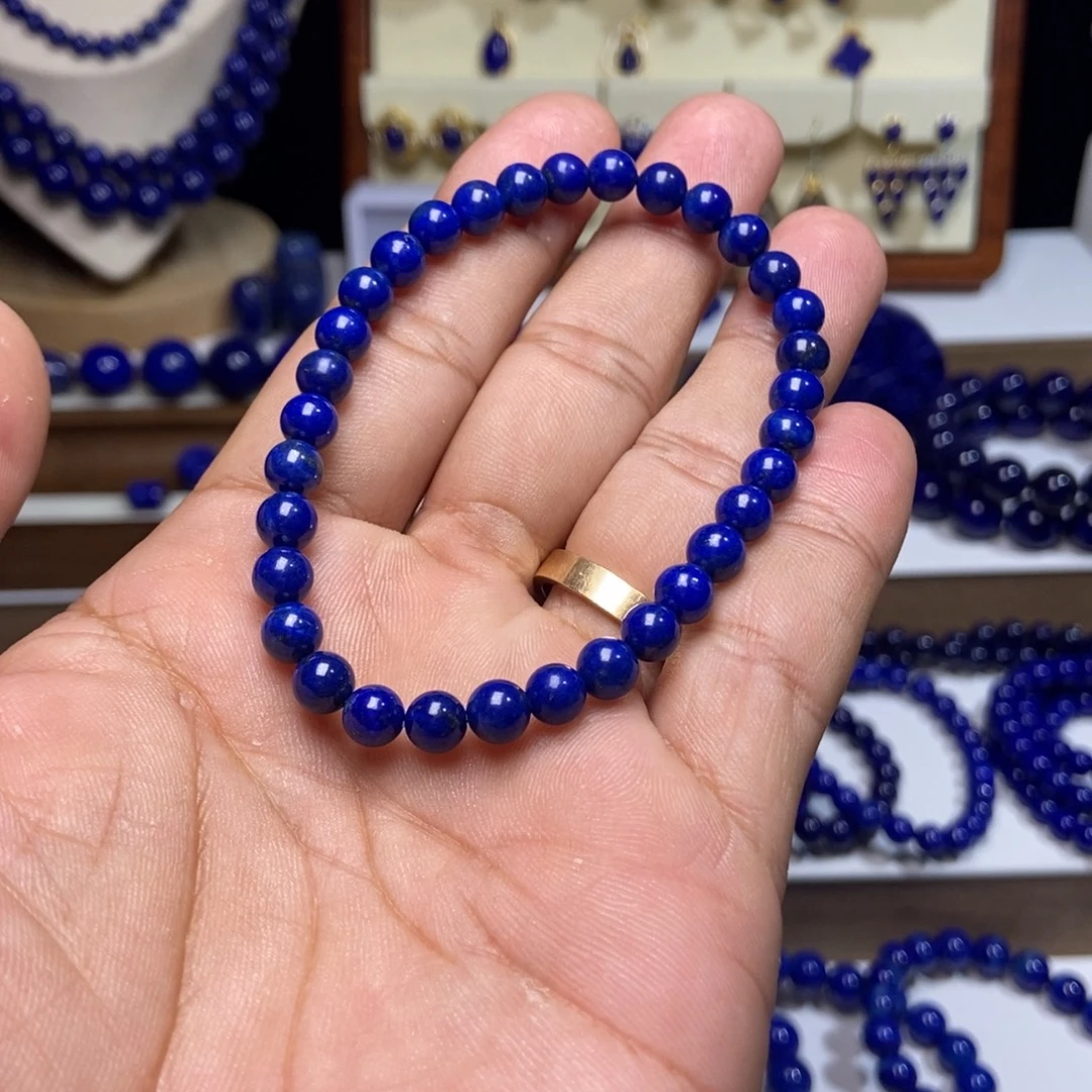 犯***包青金石未镶嵌高品 天然 无优化 手串 6.1+