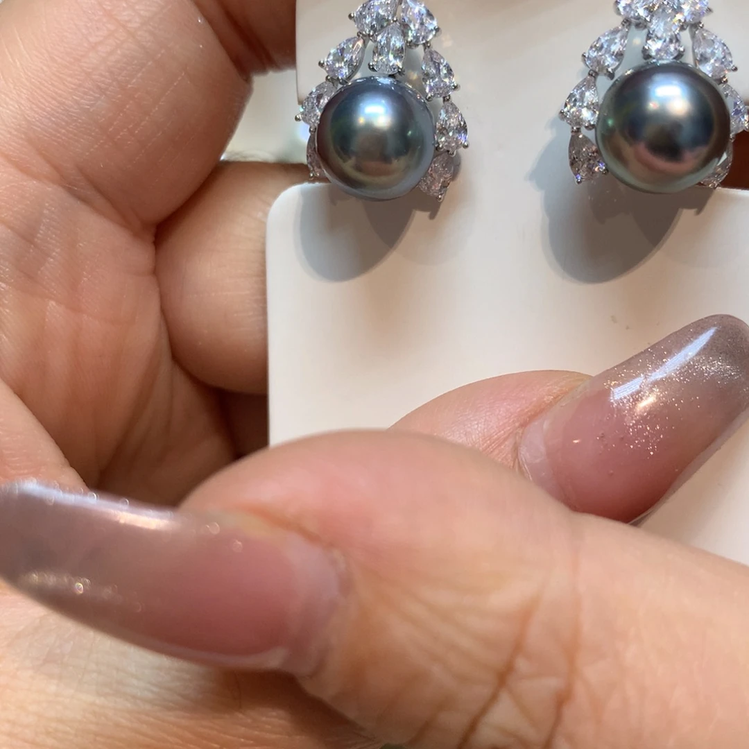 海水珍珠耳饰银S925镶嵌