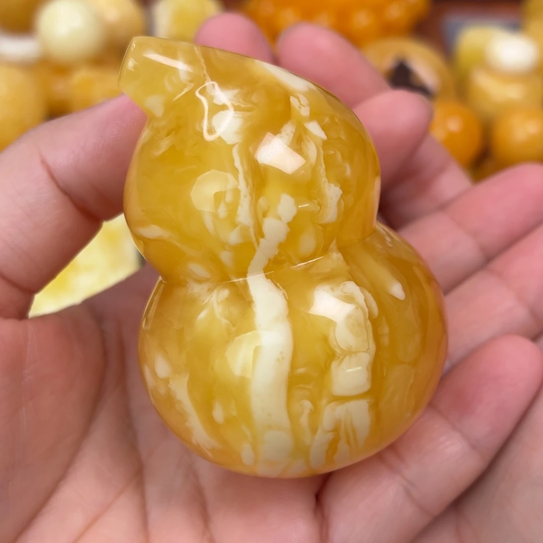 蜜蜡未镶嵌吊坠(不含链)金白葫芦