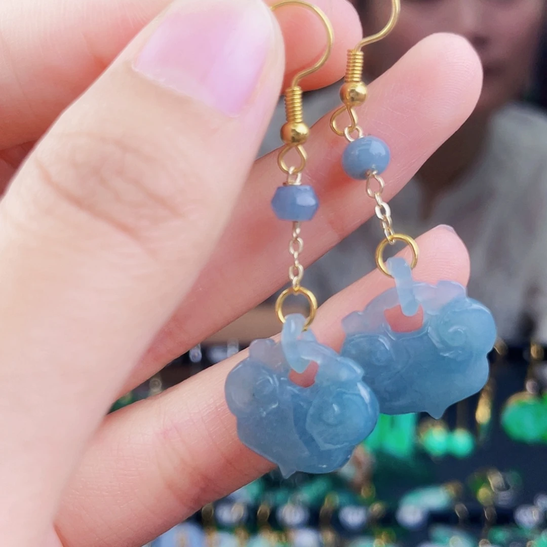 翡翠未镶嵌耳饰饰品