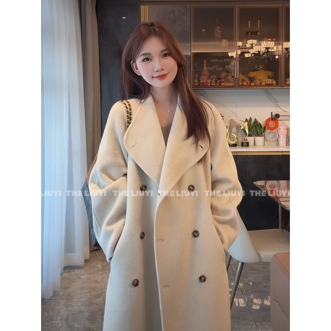 【LIUYI】冬季恋歌~100全羊毛高定中长款外套双面呢大衣58198