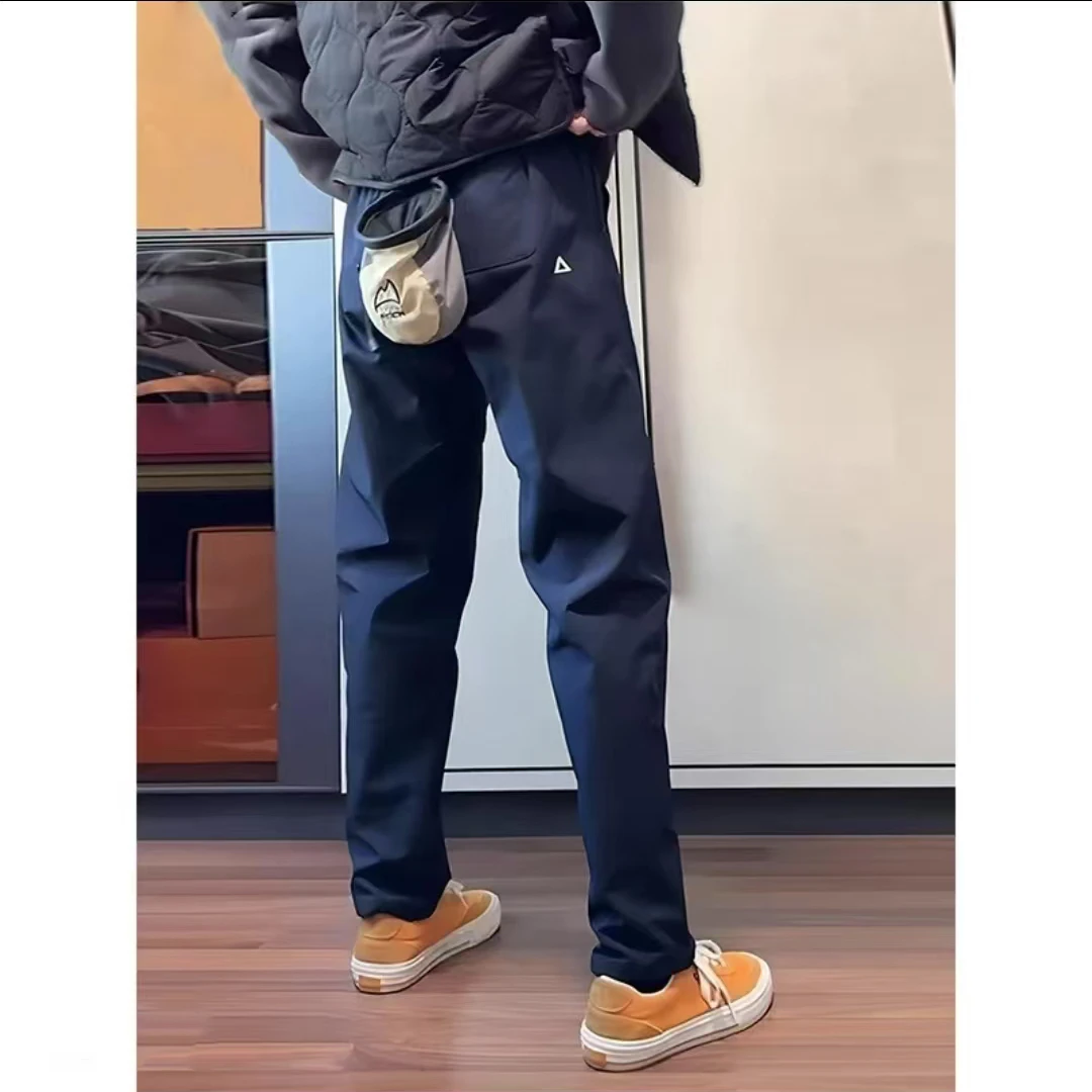 三防软壳冲锋裤男款秋冬加绒加厚户外防水登山裤直筒微锥工装裤子