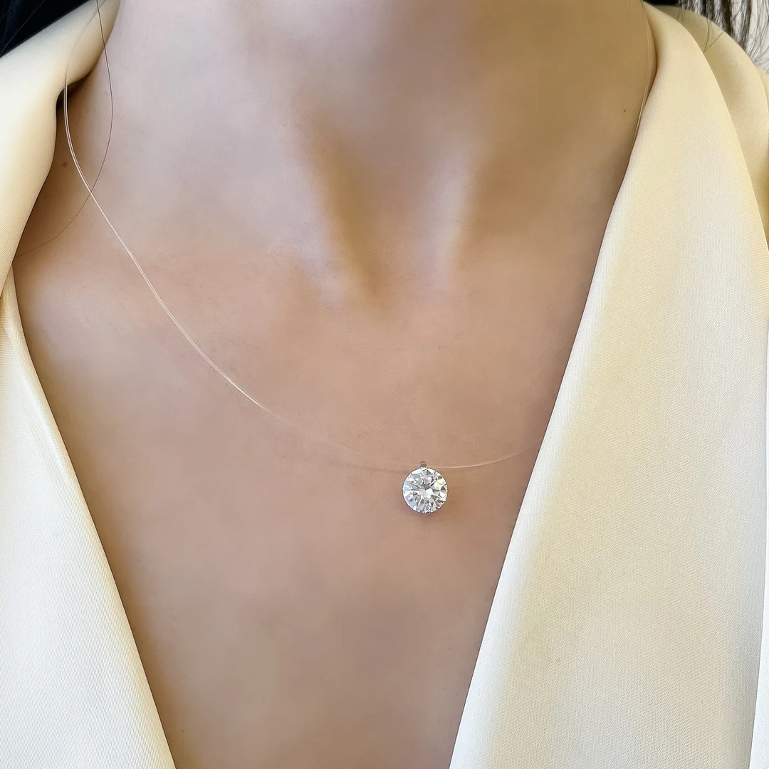 非金属合成锆石项链 人鱼泪明星同款一颗钻项链锁骨链