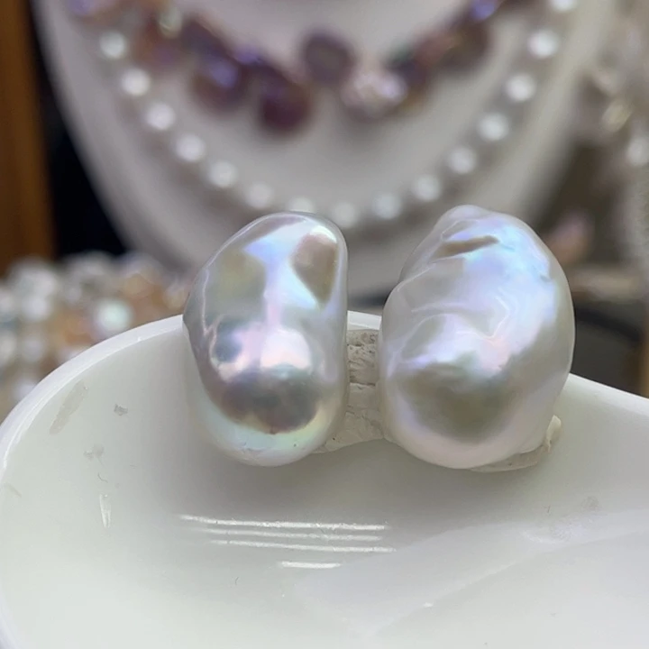 淡水珍珠耳饰银S925镶嵌