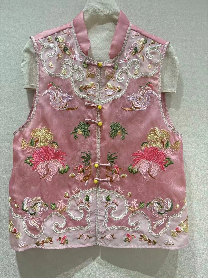 CHIC FAIRY【落花飘香】夏季中式提花刺绣蚕丝马甲