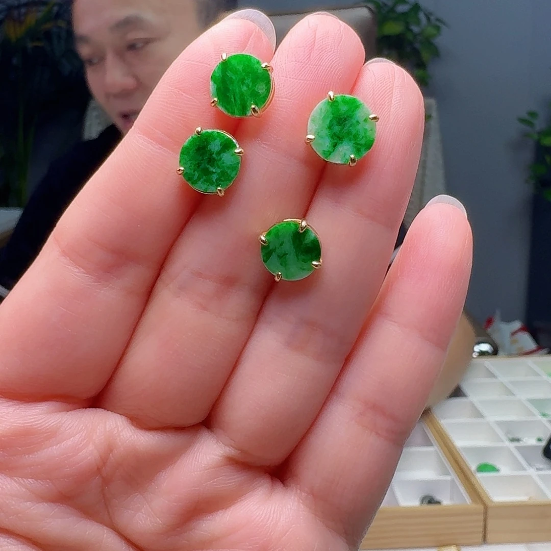 翡翠银S925镶嵌耳饰多样性发货其一