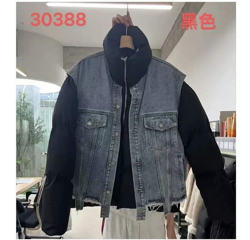 正维路男装 30388冬季加厚加绒外套棉服假两件羊羔拼接上衣