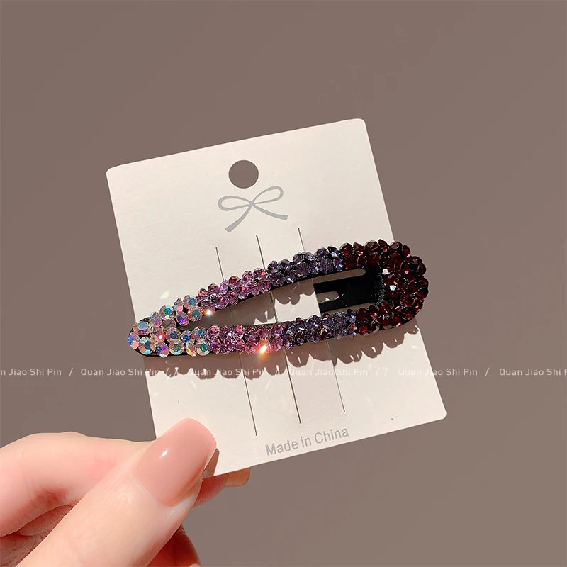 2025新款高级感水滴形彩钻BB夹气质百搭侧边发夹刘海夹