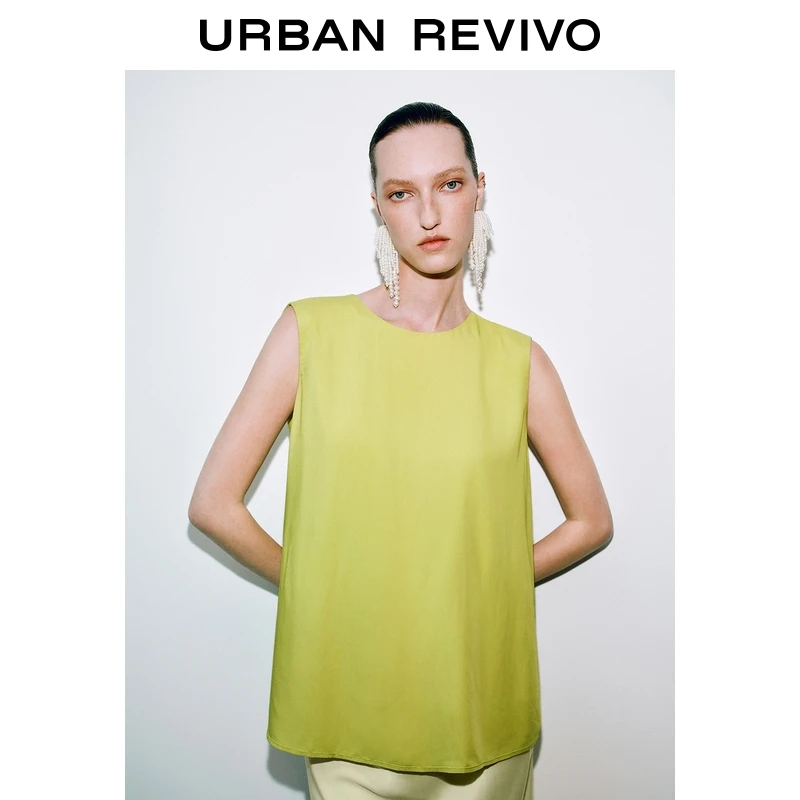 UR2025夏季新款女装简约气质扭结无袖罩衫衬衫UWM250079