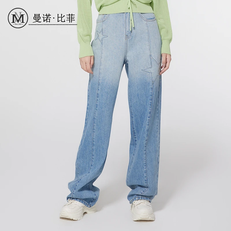 【高高甄选】时尚渐变阔腿牛仔裤MFPK115302