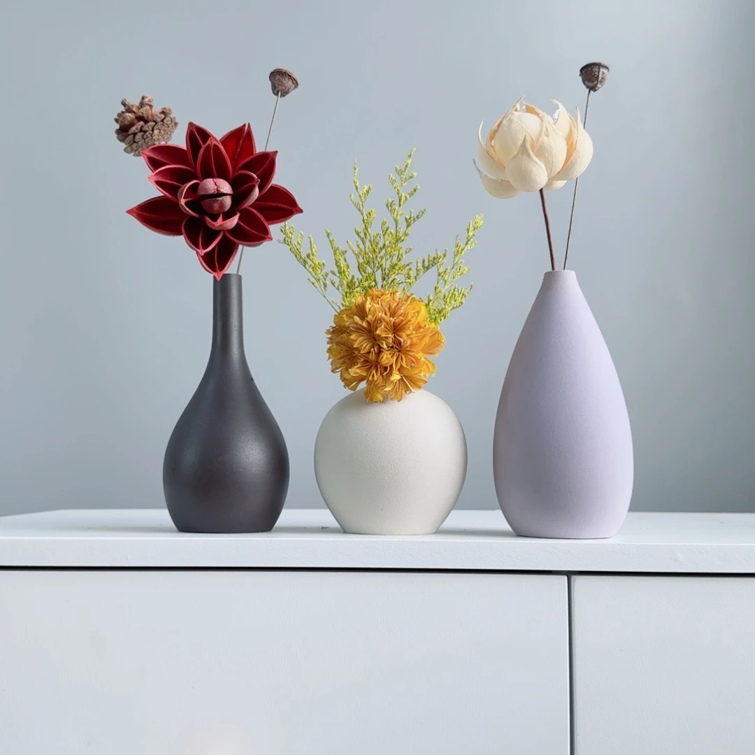 摆件陶瓷小花瓶摆件含花总高约20-30cm