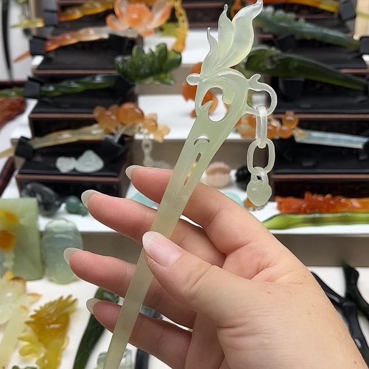 蛇纹石玉未镶嵌岫玉发簪