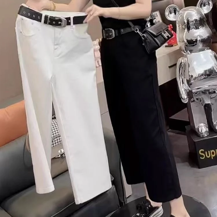 Q25 10709  【送重工腰带】新款超百搭牛仔长裤宽松显瘦直筒显瘦