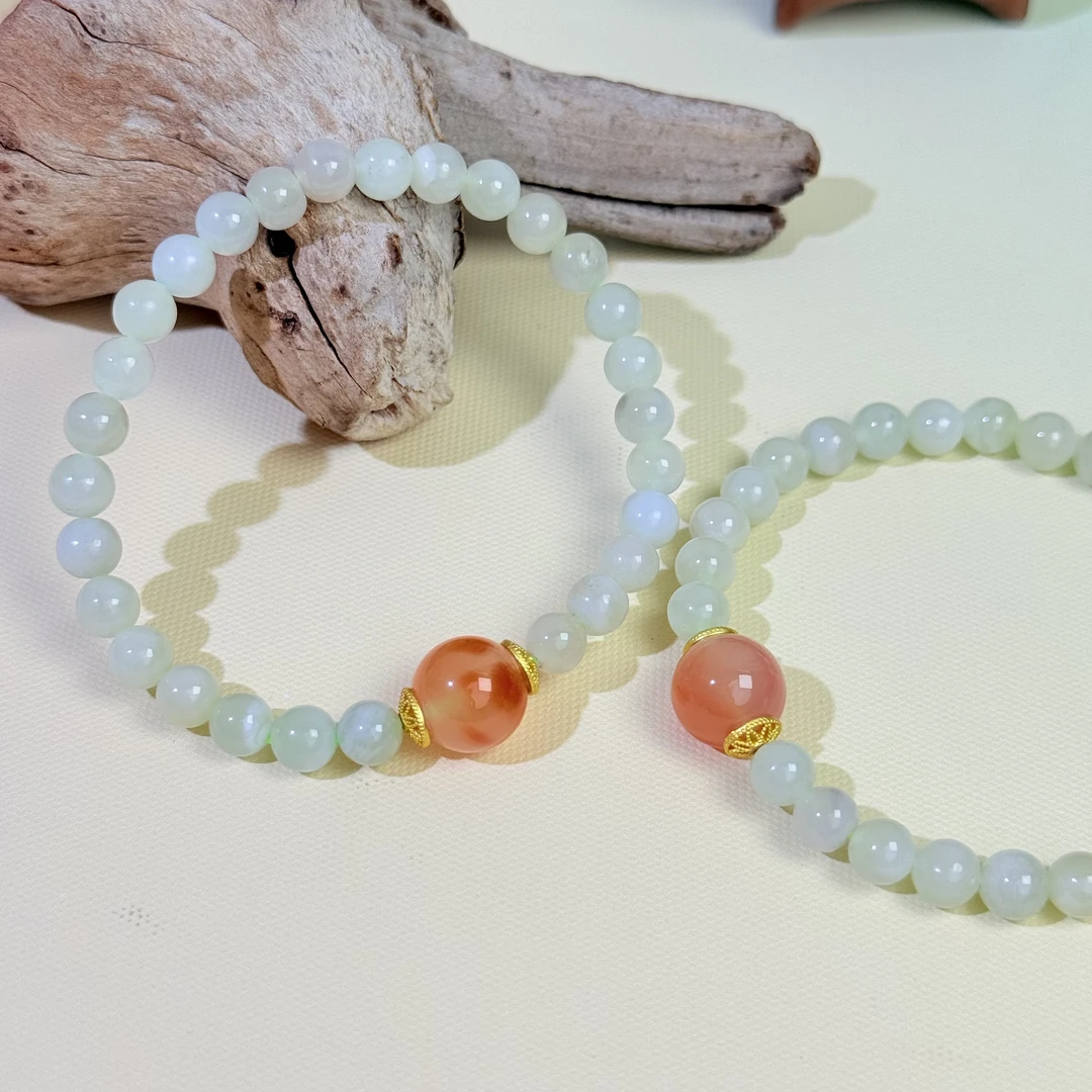 【端妃】和田玉玛瑙6-10mm手串面小仙多样性发其一