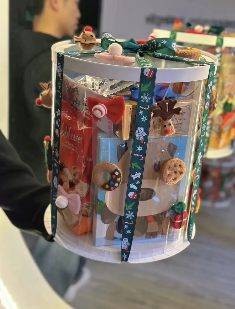 六一儿童节圆形蛋糕盒零食礼盒蓝色女孩粉色方形蛋糕盒透明蛋糕盒