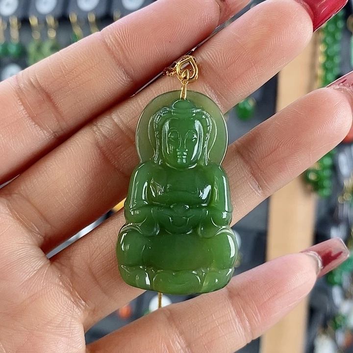 和田玉吊坠(赠链)18K金镶嵌