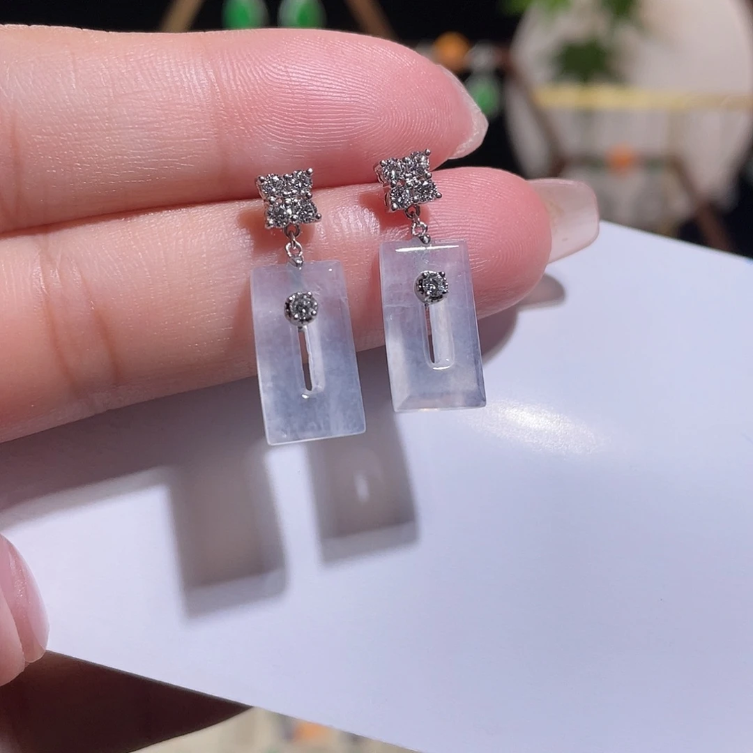 翡翠18K金镶嵌耳饰