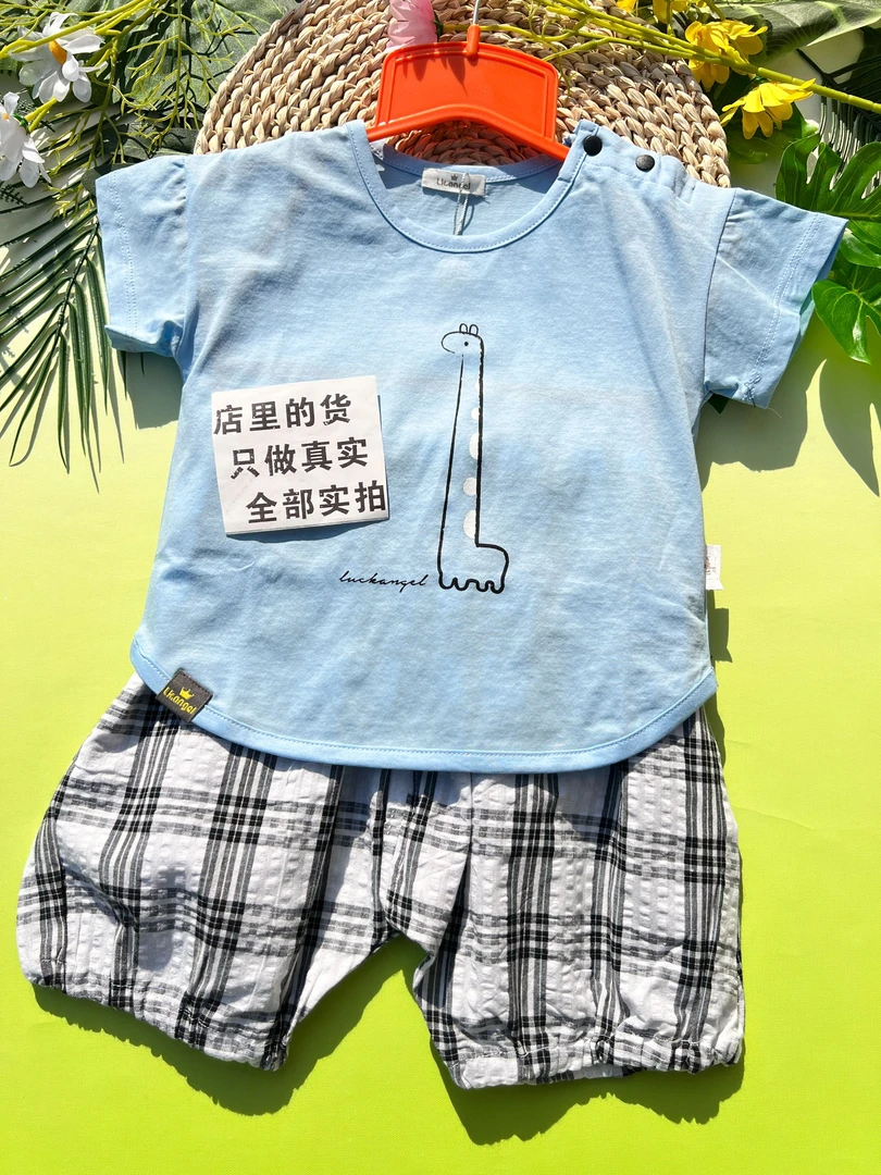 T005山东人造棉儿童套装外穿裙子裤子上衣断码清仓夏棉绸洋气时尚