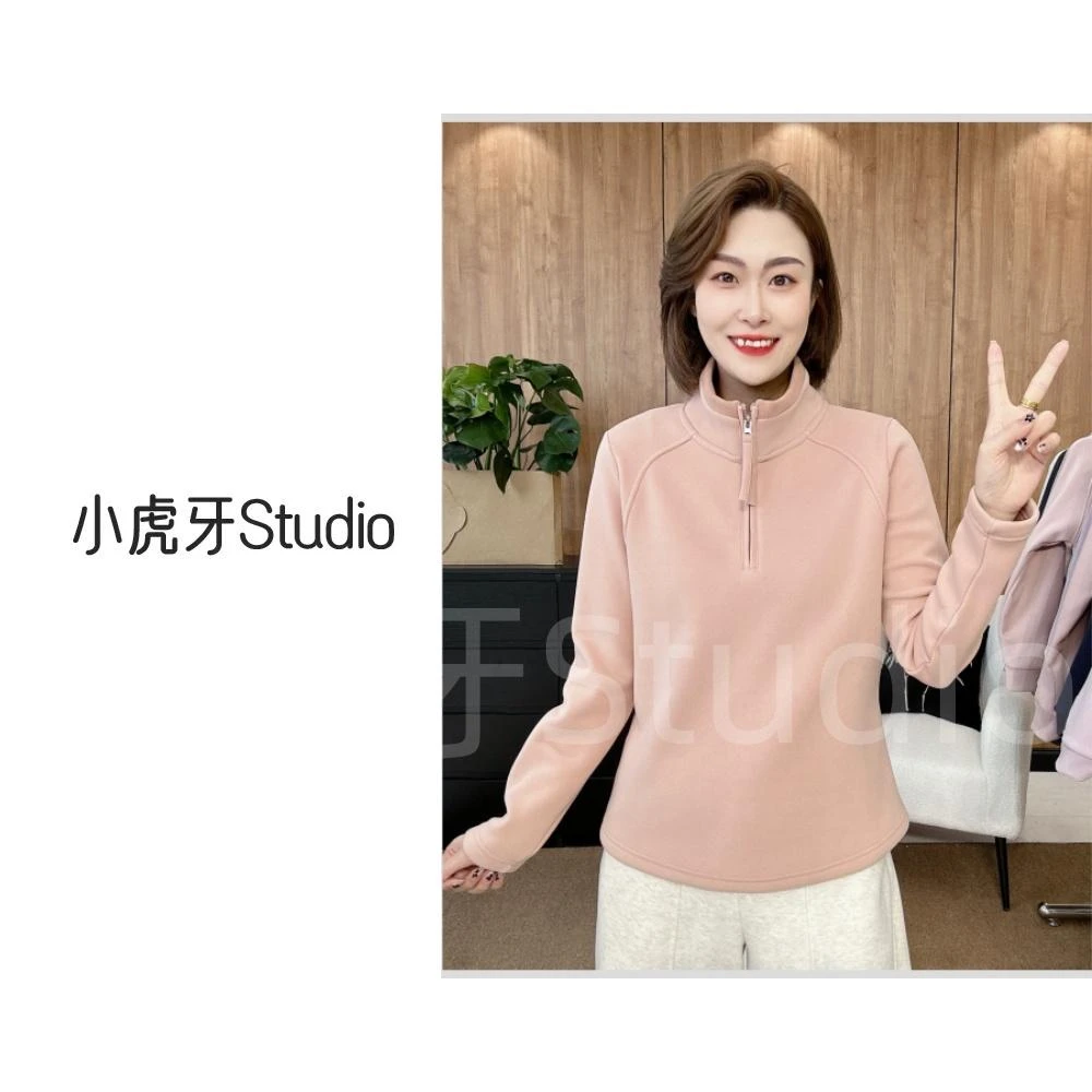 『小虎牙Studio』外套女冬季外套新款休闲百搭加绒加厚卫衣-3132