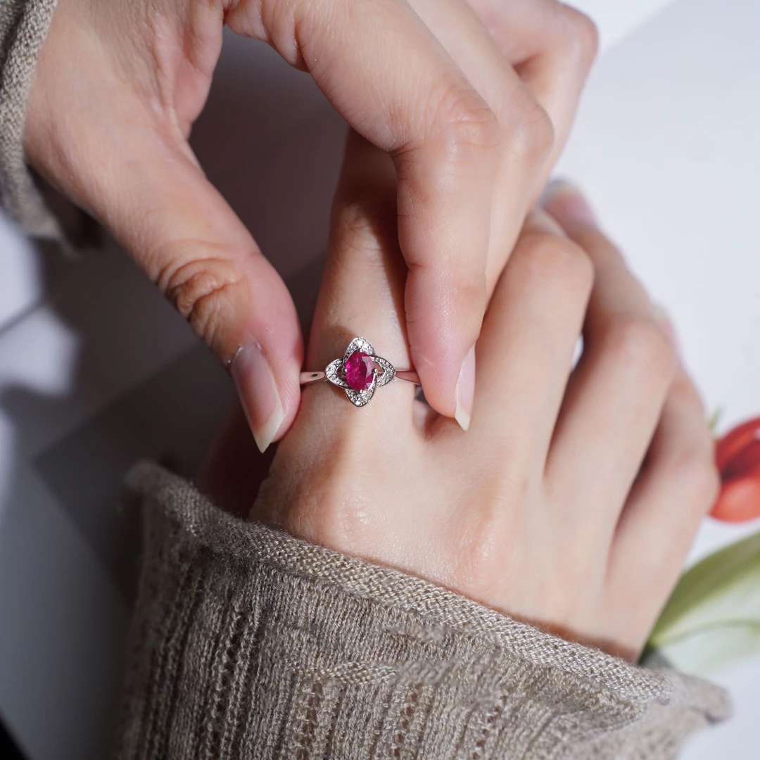 红宝石（处理）四叶草/几何红宝石戒指