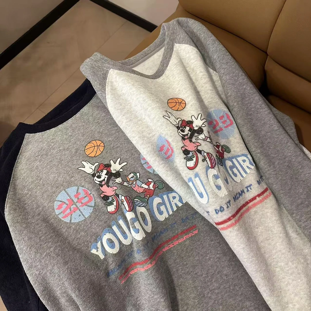 Millonthe【米老鼠插肩袖】24s毛巾料插件长袖t加绒DATING