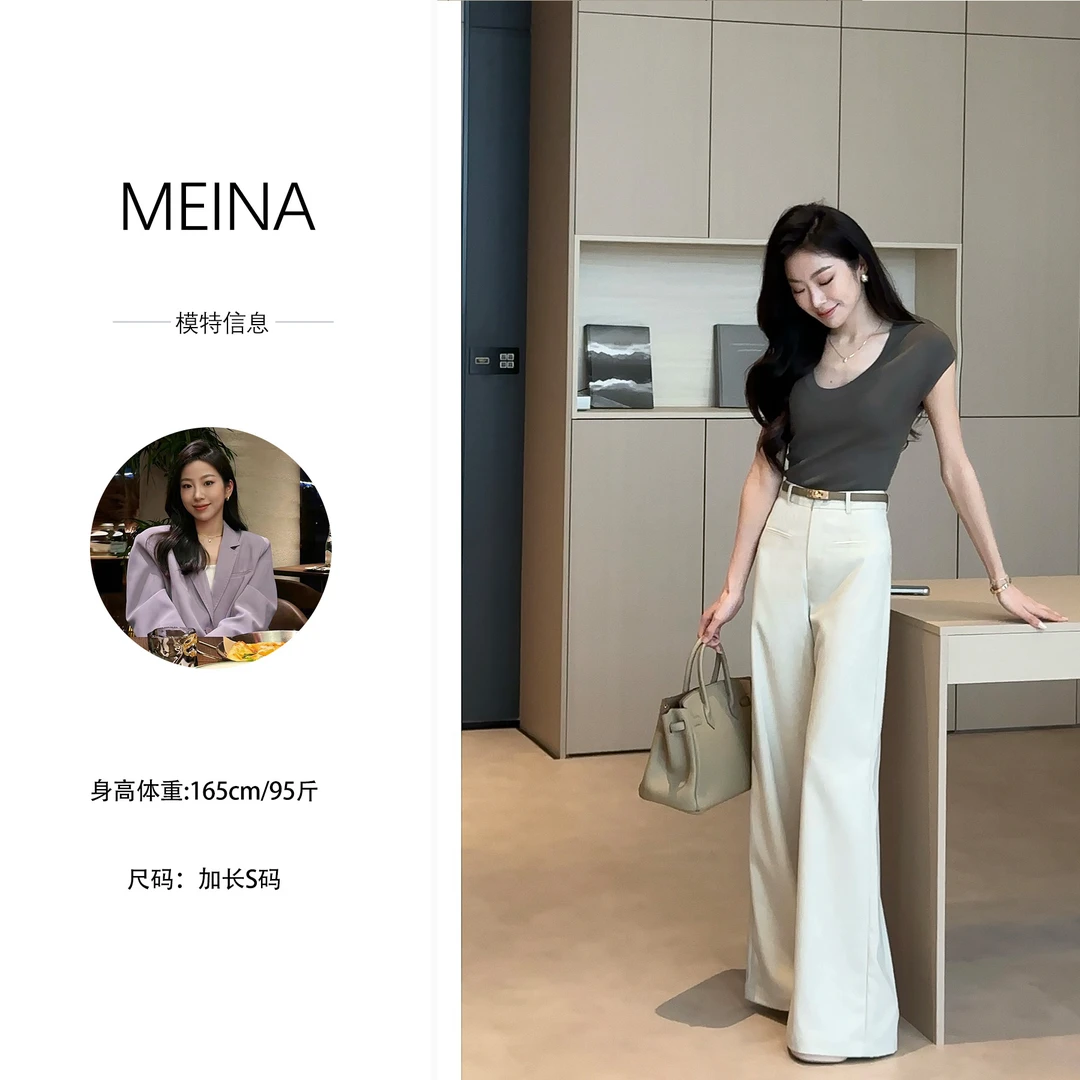 MEINA专属【都市之旅】慵懒气质百搭高级感阔腿直筒显瘦2025新裤子