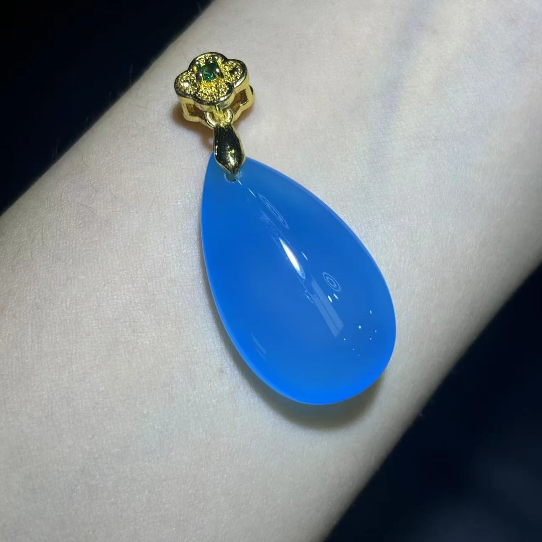 ST7320-天冰天空之蓝玛瑙蓝水滴-配链子