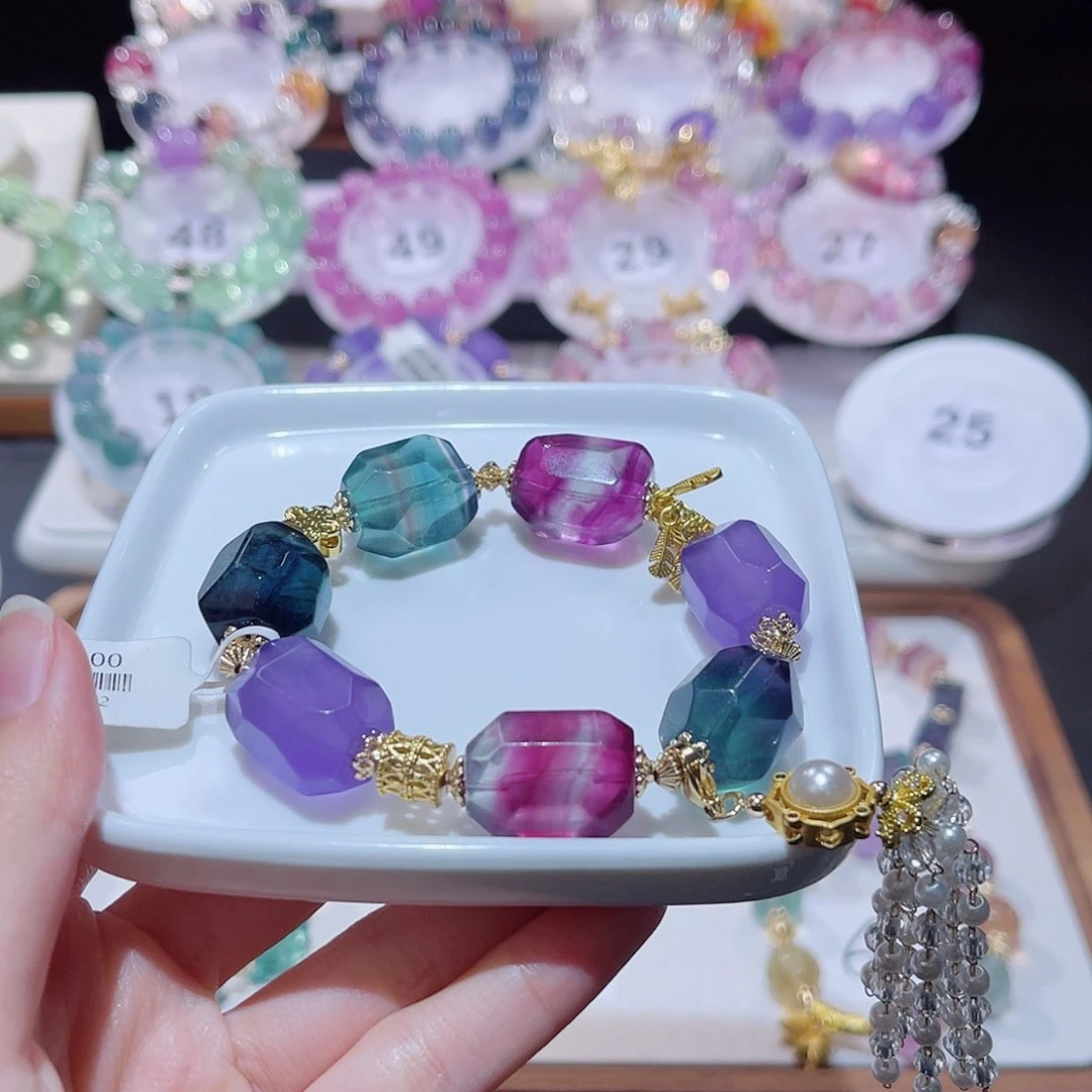 水晶手串未镶嵌大**D萤石随型