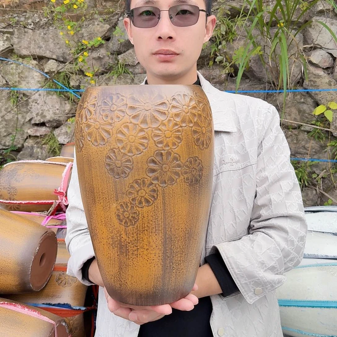 紫砂花盆口16高33（一个雏菊柴烧老庄